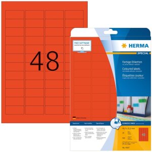HERMA Etiketten A4 rot 45,7x21,2 mm Papier matt 960...