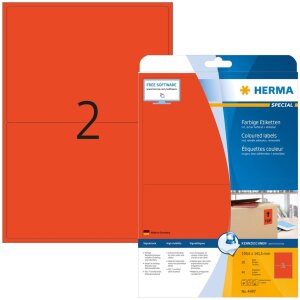 HERMA 4497 Etiketten A4 rot 199,6x143,5 mm Papier matt 40...