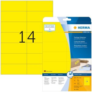 HERMA 5058 Etiketten A4 gelb 105x42,3 mm Papier matt 280 St.