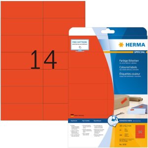 HERMA 5059 Etiketten A4 rot 105x42,3 mm Papier matt 280 St.