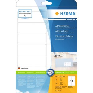 HERMA Adressetiketten Premium A4 weiß 99,1x38,1 mm...