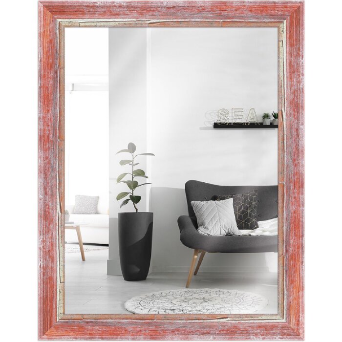 MendeFrames Wandspiegel H640 Shabby-Chic rot 50x50 cm