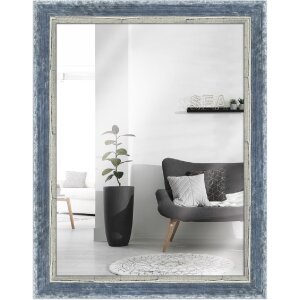 MendeFrames Wandspiegel H640 Shabby-Chic blau 60x60 cm