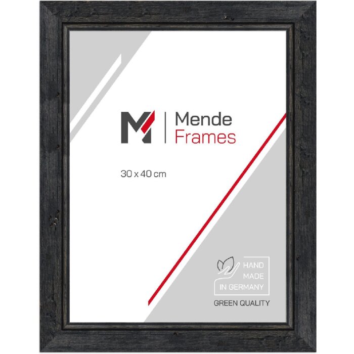 MendeFrames Bilderrahmen H660 Shabby-Chic 40x60 cm schwarz Museumsglas