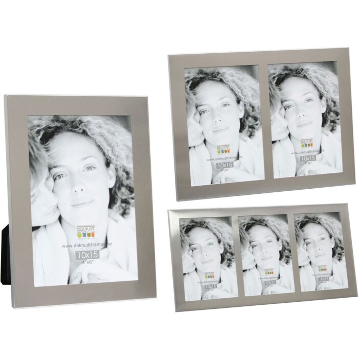 Ramă foto din aluminiu S65RP, argintiu, cu suport, perete din bumbac negru