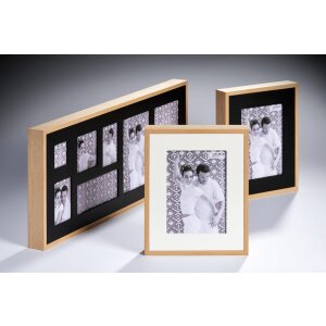 Rama foto Walther Double 10x15-15x20 cm, lemn natural cu passepartout colorat