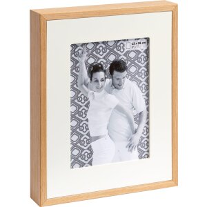Rama foto Walther Double 10x15-15x20 cm, lemn natural cu passepartout colorat