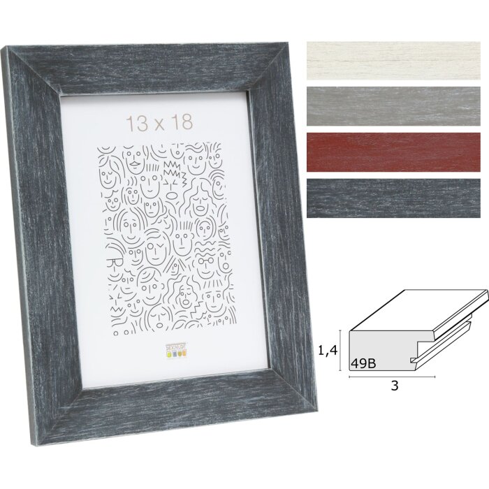 Ramă foto Deknudt S49B, profil plan, lemn, 10x15 cm - 50x70 cm