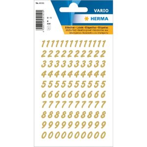 HERMA Zahlen Sticker 0-9 goldene Folie, 2 Bl.
