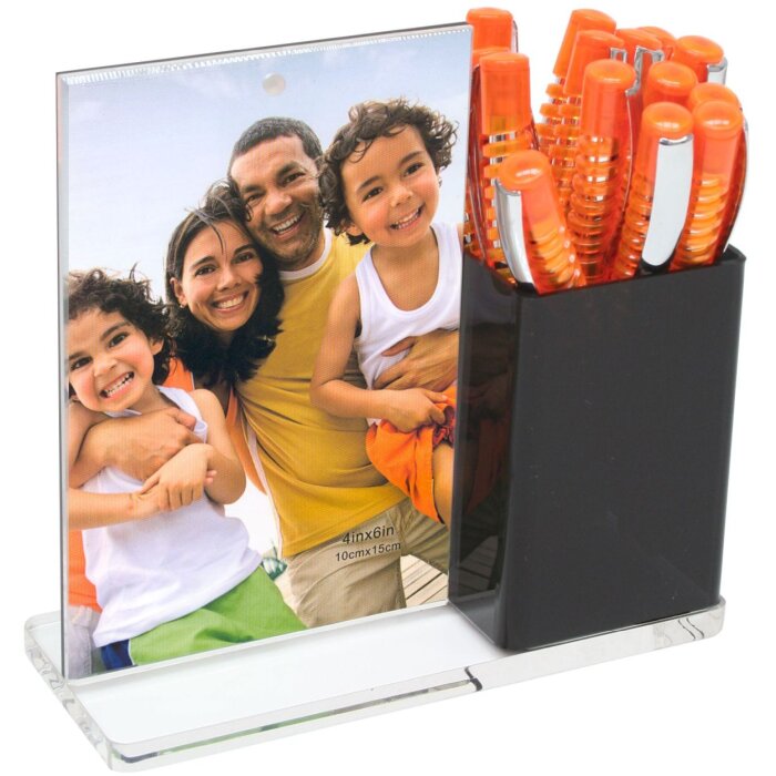 Acryl-Fotorahmen 10x15 cm mit Stiftebox