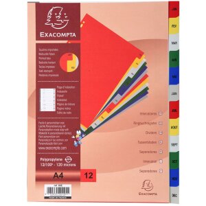 Exacompta Register DIN A4 12 Taben Polypropylen...