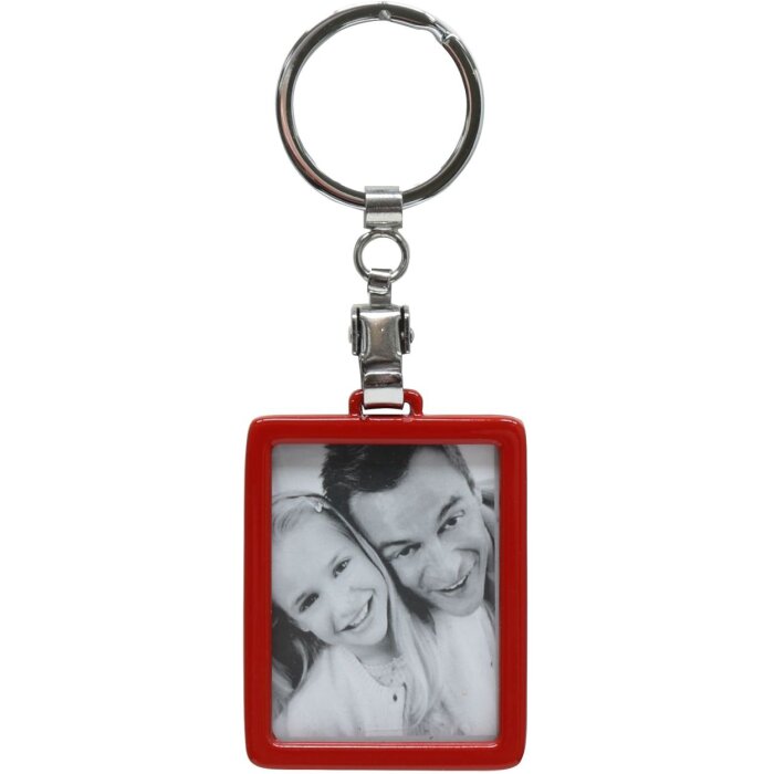 Deknudt S59NK4 Schlüsselanhänger rot rechteckig 3,5x4,5 cm Kunststoffglas