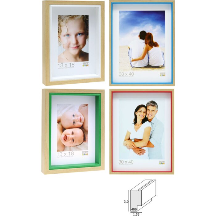 Rama foto Deknudt S40BH, margine interioră colorată, 10x15–30x40 cm