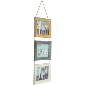 Rama foto Lavigny – 3 cadre din lemn cu cordoane, pentru 10x15 cm sau 13x18 cm, cu inscripția „HOME”