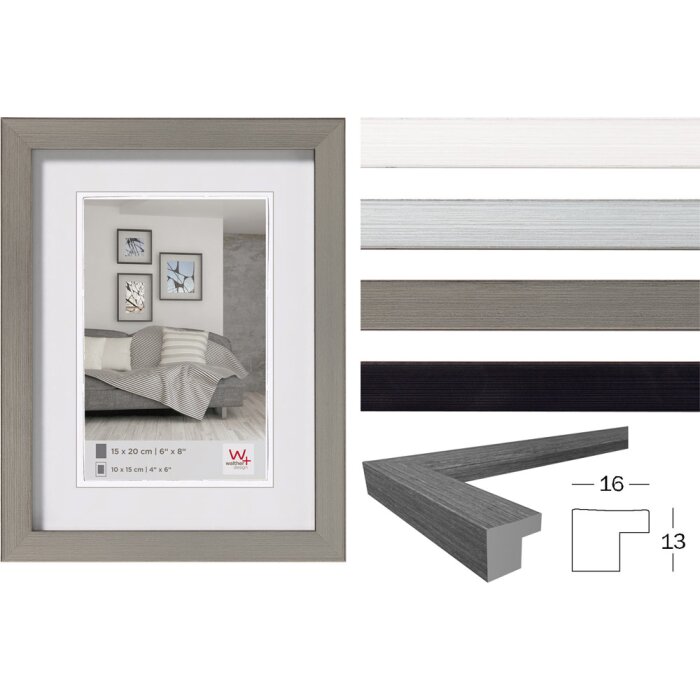 Rama foto Walther Construction din poliesterol, profil bloc modern, sticlă clară, 10x15–30x40 cm