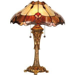 LumiLamp Tiffany Tischlampe Ø 40x53 cm braun bunt