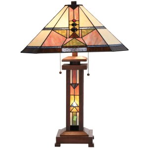 Tiffany Tischlampe 48,5x69 cm rosa bunt