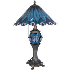 LumiLamp 5LL-5829 Tiffany Tischlampe 40x65 cm Blau Rot Glas