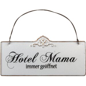 Textplatte Hotel Mama 63145 Clayre Eef weiß 21x15 cm