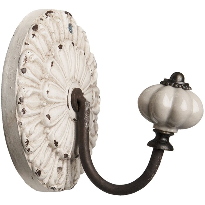 Clayre & Eef Haken BLÜTE 10x8x10 cm shabby weiß