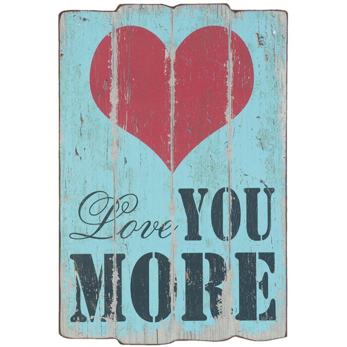 Clayre & Eef Textplatte Love 40x60 cm blau schwarz