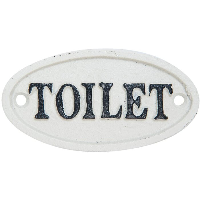 Clayre & Eef TOILET Textschild 10x5 cm weiß schwarz