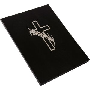 Goldbuch Kondolenzbuch Kreuz Kunstleder Schwarz 21x28 cm 44 weiße Seiten