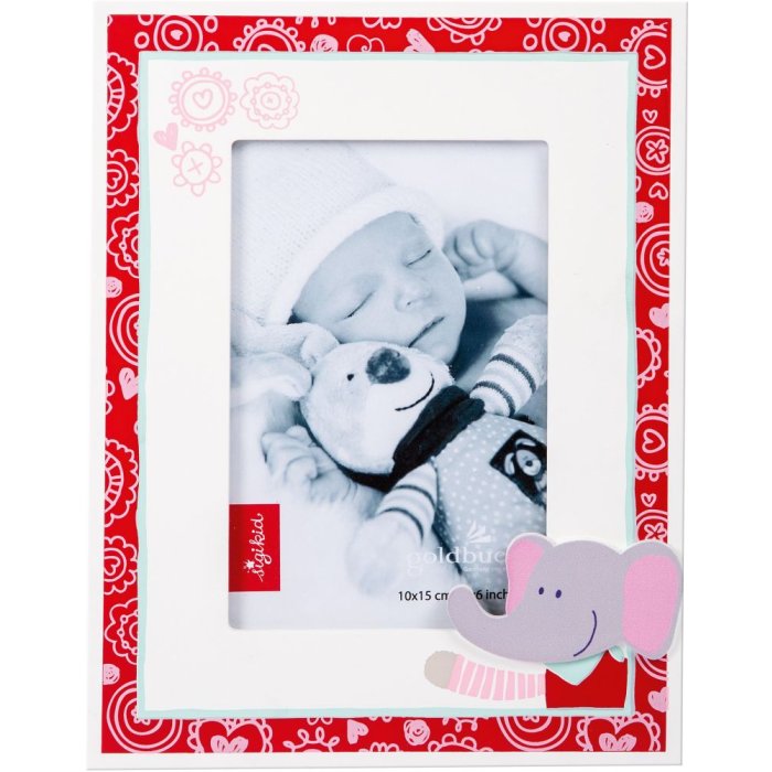 Goldbuch Baby Portraitrahmen Ele Bele rot 10x15 cm MDF weiß