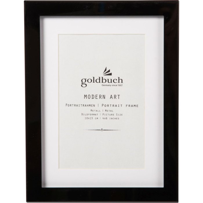 Goldbuch Fotorahmen Modern Art 10x15 cm Schwarz Metallrahmen mit Passepartout