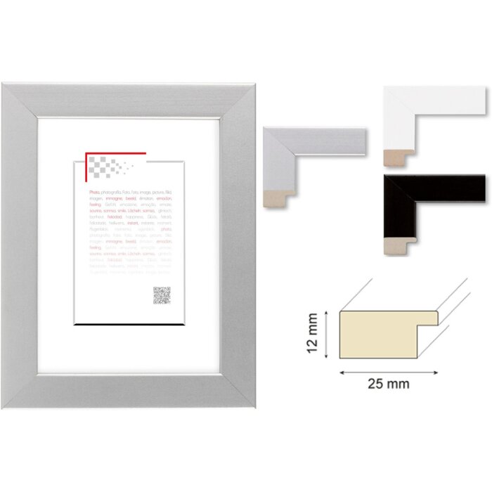 Ceanothe Holzrahmen Mat Schwarz Silber Weiß Normalglas verschiedene Größen