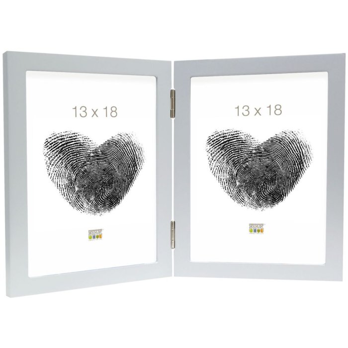 Doppelrahmen S68FD1 silber Holz 13x18 cm Hochformat