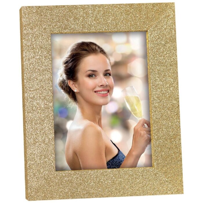 ZEP Broadway Fotorahmen 15x20 cm gold MDF Glitzer Aufsteller Wandmontage