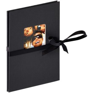 Album foto Walther Leporello Fun - 12 fotografii 10x15 cm și 13x18 cm, cu legătură decorativă și copertă neagră