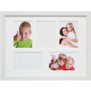 Rama foto albă din plastic S41VF1P, pentru 4-8 fotografii 10x15 cm