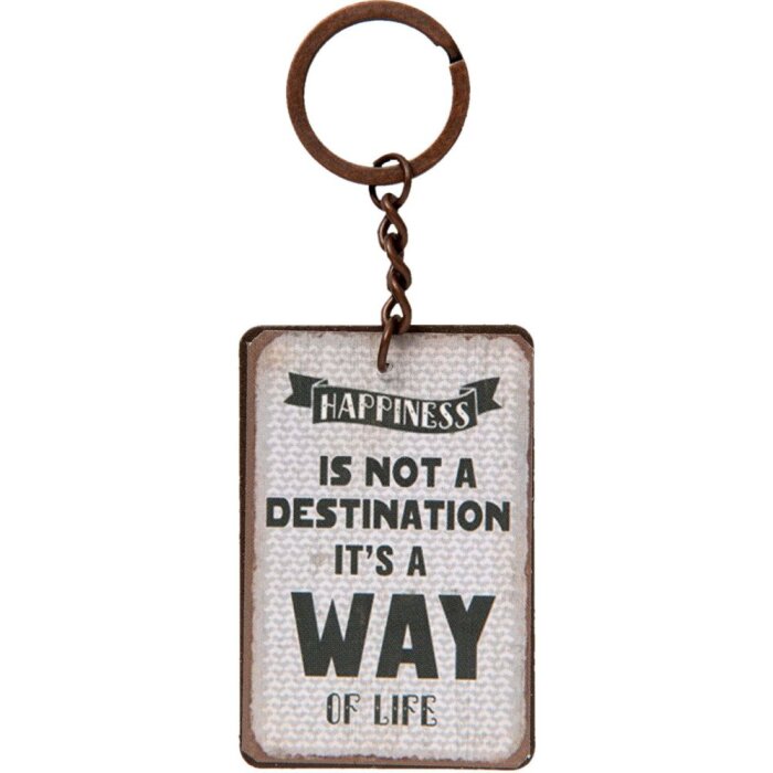 Clayre & Eef 63777 Schlüsselanhänger HAPPINESS Vintage Eisen Shabby Look 4x10 cm