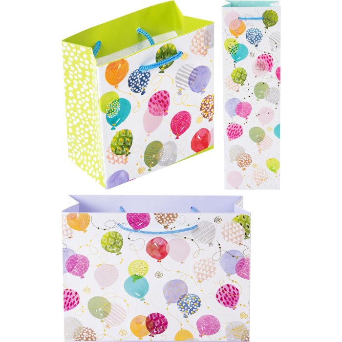 Pungă de cadou Goldbuch Happy Balloons – colorată cu relief, 4 dimensiuni