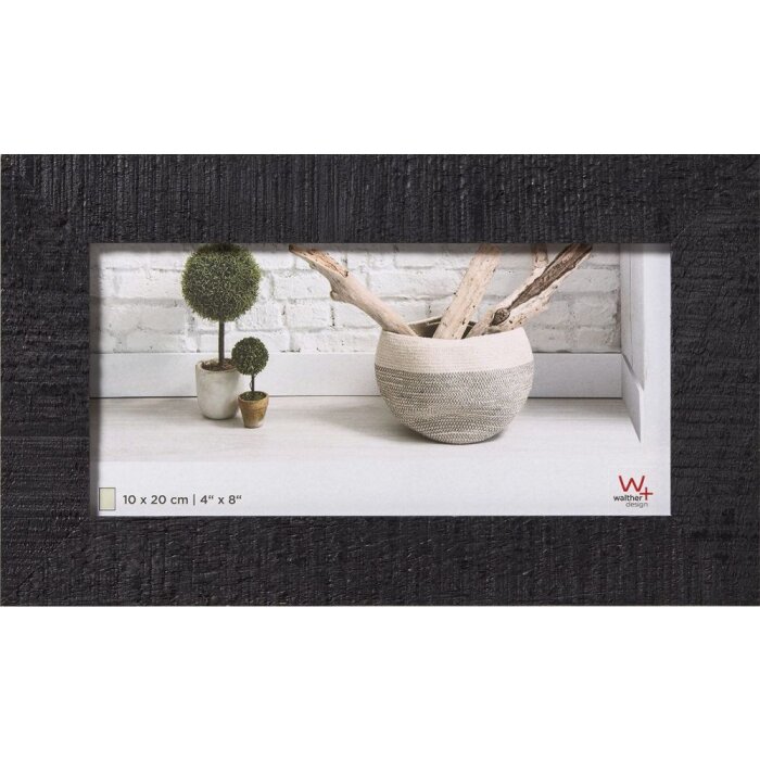 Walther Home Holzrahmen 10x20 cm schwarz Rustikale Optik mit Klarglas