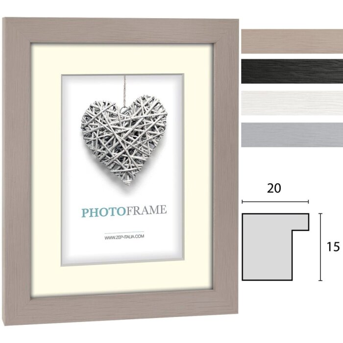 ZEP Holzrahmen Regent 10x15 cm bis 50x70 cm mit Passepartout Normalglas