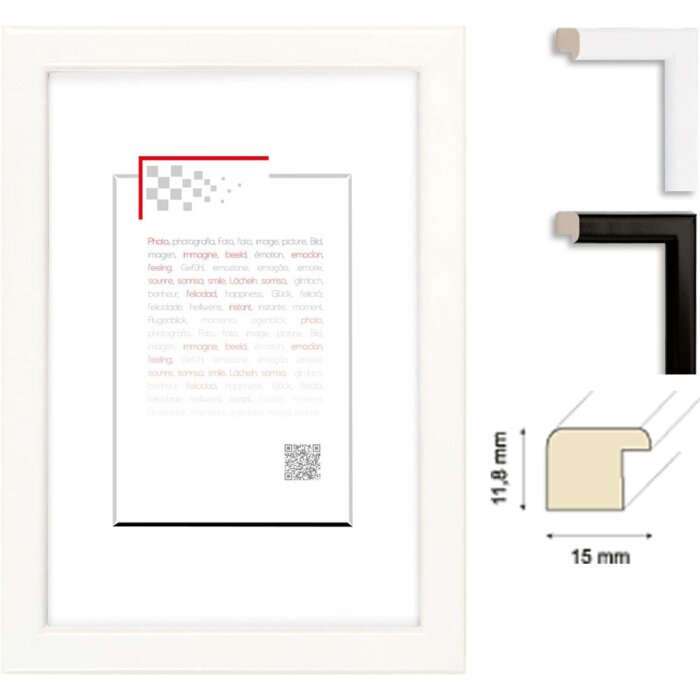 Ramă foto din lemn Ceanothe River 10x15 cm – 40x50 cm, negru alb, profil bloc