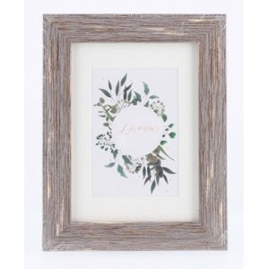 Chalet Kunststoffrahmen Braun-Grau 13x18cm mit Passepartout Shabby Chic