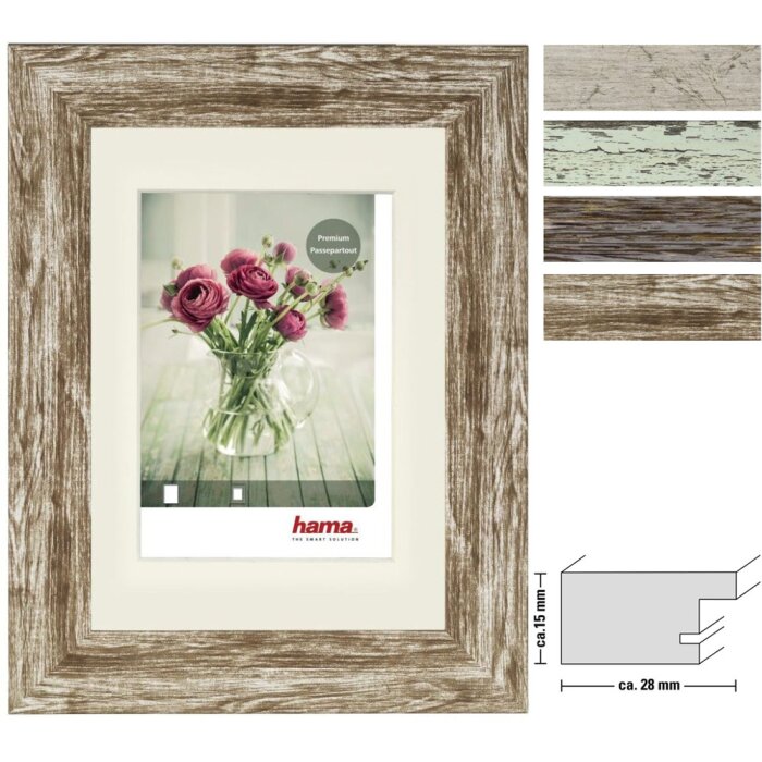 Rama foto Hama Chalet, cu efect lemn și stil Shabby, pasepartout premium