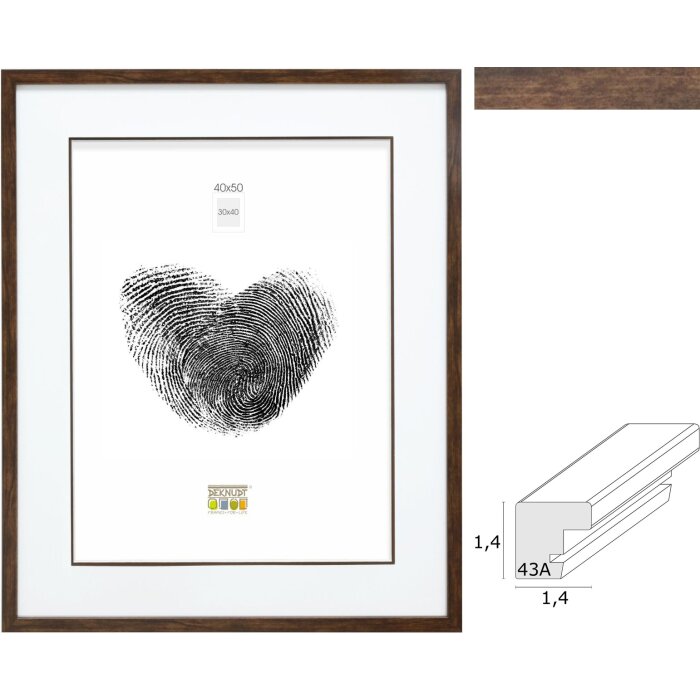 Rama foto din lemn S43AH3, maro, cu sticlă dublă, diverse dimensiuni