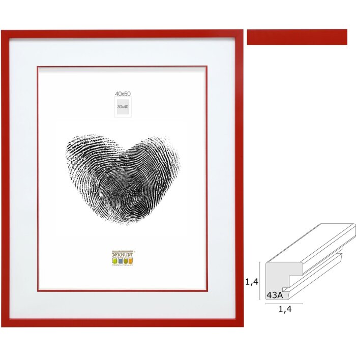 Ramă foto Deknudt S43AK4 din lemn roșu cu passepartout 15x20 cm până la 40x50 cm