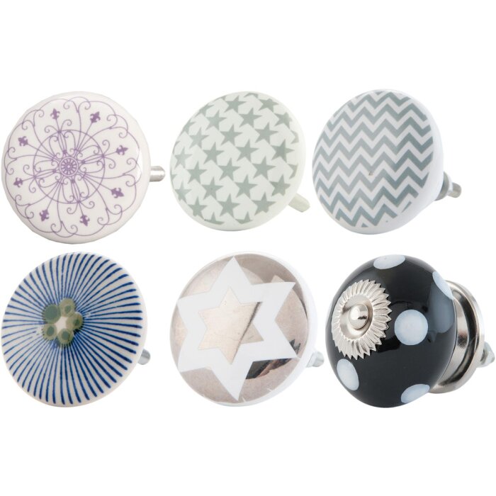 Buton decorativ ceramic pentru mobilier, 4 cm, diverse designuri