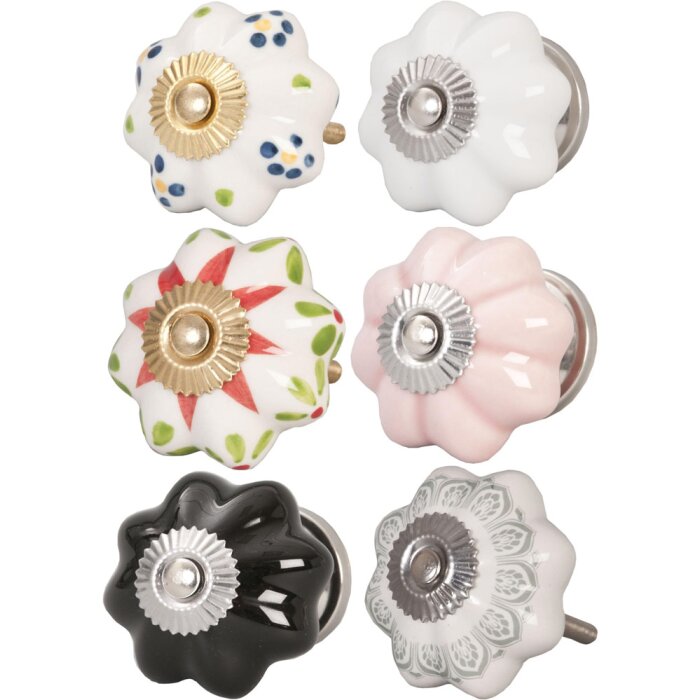 Buton decorativ floral Clayre & Eef, 4,5 cm, diverse modele