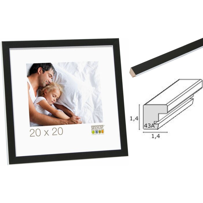 Rama foto din lemn neagră albă S43AL, pentru imagini până la 30x40 cm