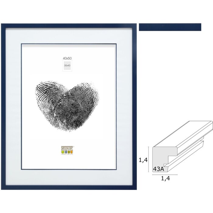 Rama foto din lemn S43AM albastru cu passepartout dublu