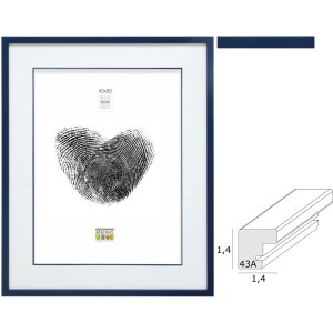 Rama foto din lemn S43AM albastru cu passepartout dublu