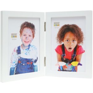 Rama foto albă din lemn S68FK1 – design etern, versatilă, cu sticlă clară