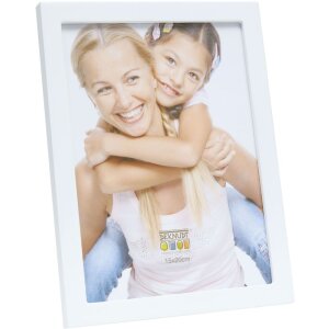 Rama foto albă din lemn S68FK1 – design etern, versatilă, cu sticlă clară